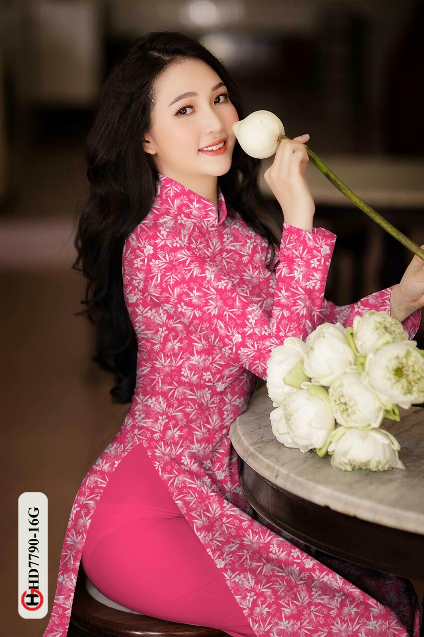 Vải áo dài hoa nguyên áo HD7790 - Ảnh 13