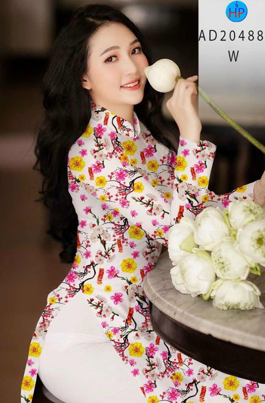 Vải áo dài hoa đào AD 20488 - Ảnh 13