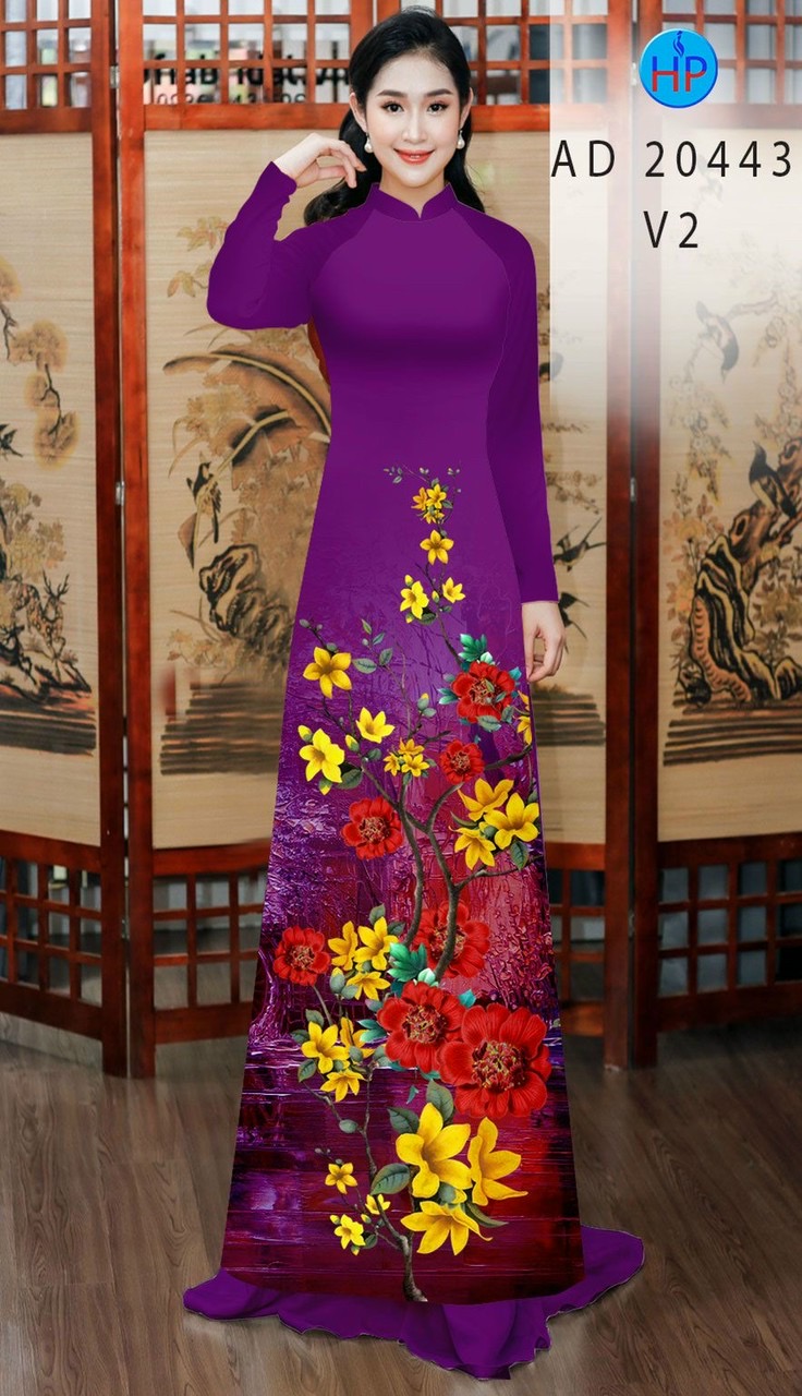 Vải áo dài hoa 3d AD 20443 - Ảnh 15