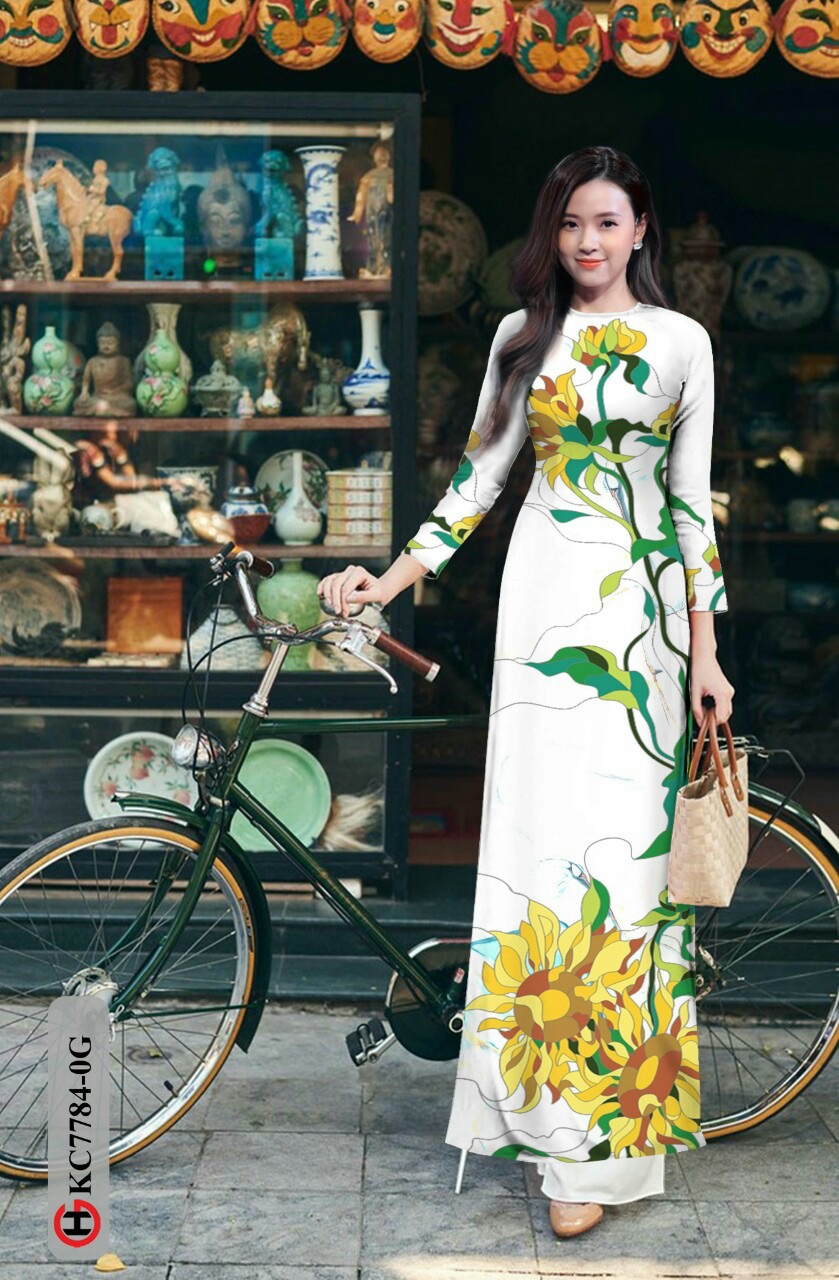 Vải áo dài hoa hướng dương KC7784