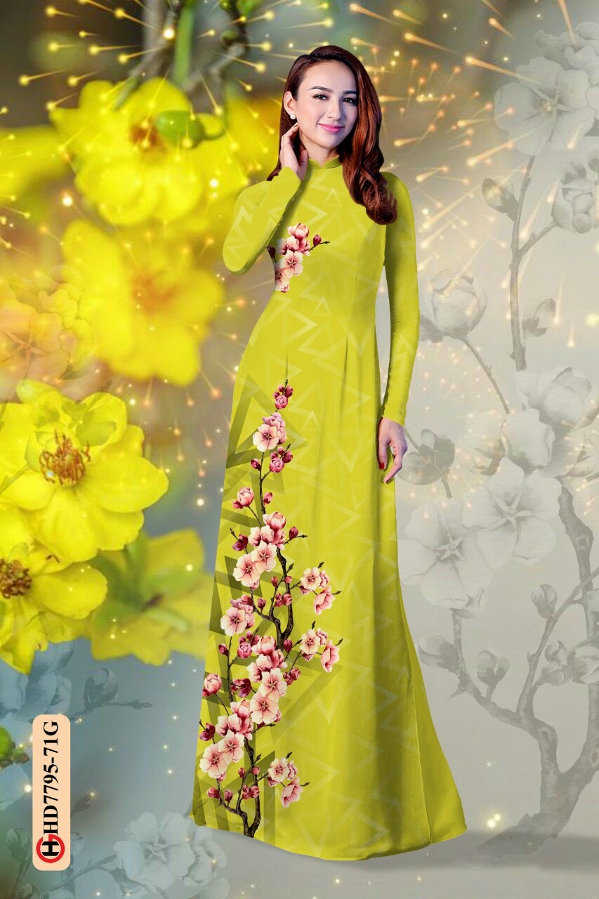 Vải áo dài hoa đào HD7795 - Ảnh 12