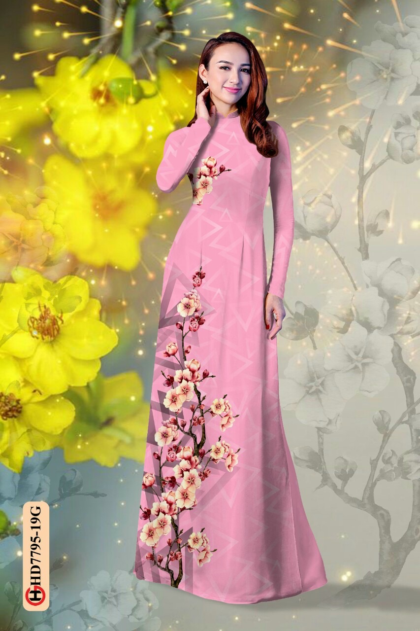 Vải áo dài hoa đào HD7795 - Ảnh 5