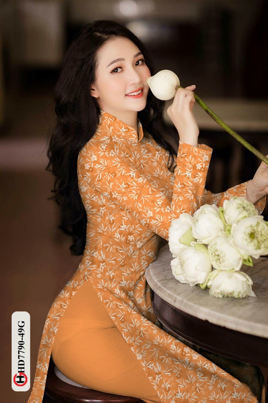 Vải áo dài hoa nguyên áo HD7790 - Ảnh 8