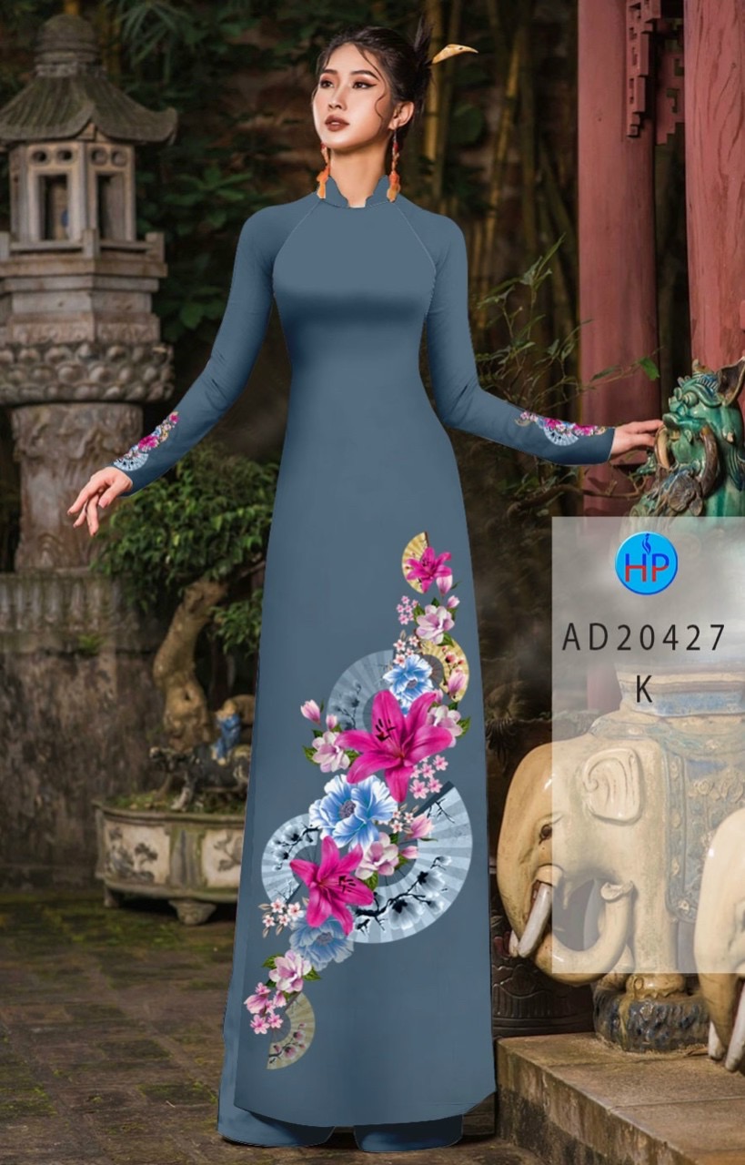 Vải áo dài hoa 3d AD 20427 - Ảnh 3