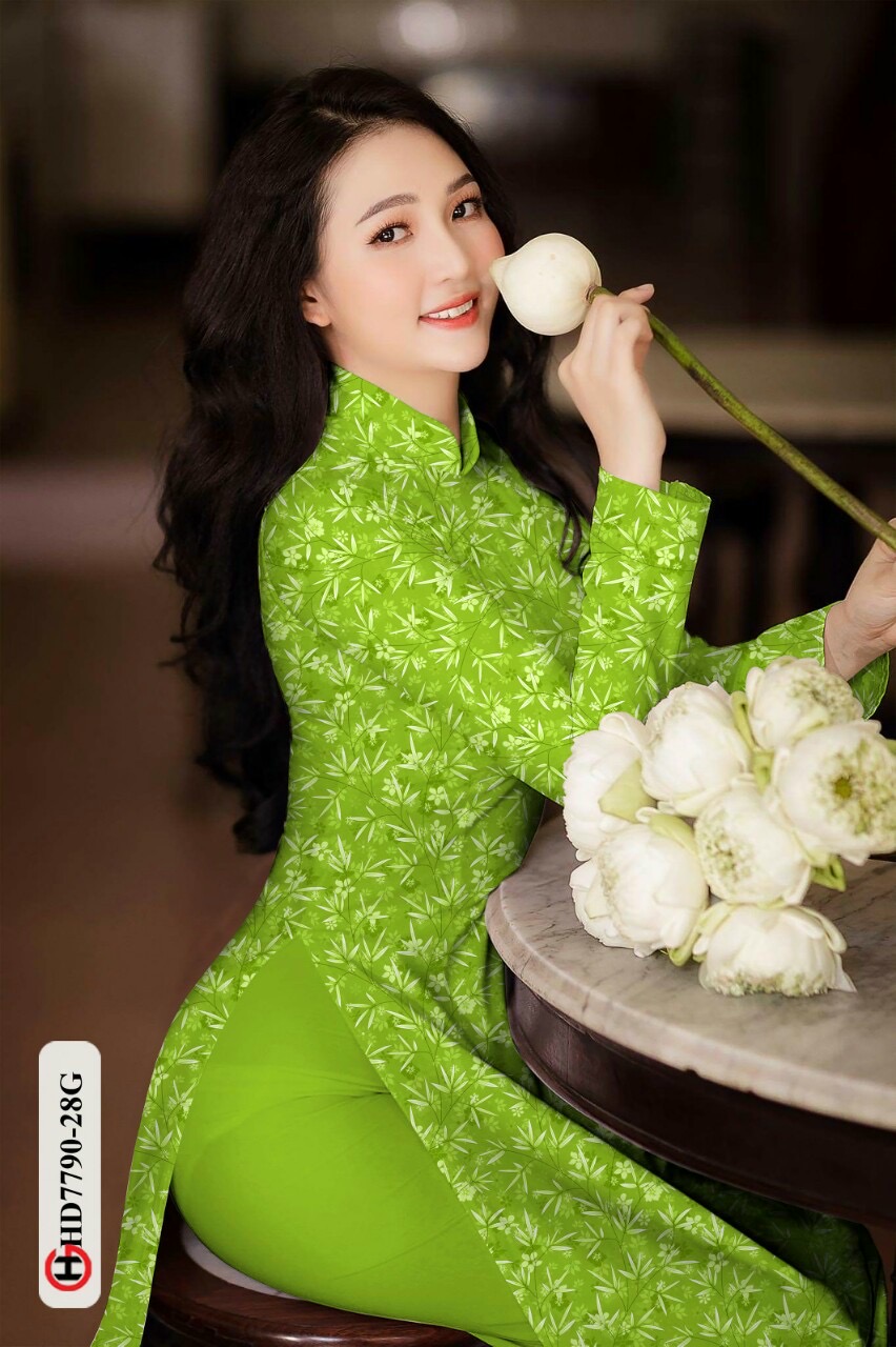 Vải áo dài hoa nguyên áo HD7790 - Ảnh 16