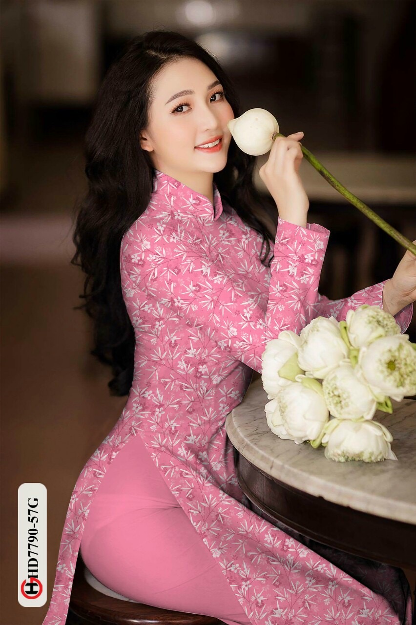 Vải áo dài hoa nguyên áo HD7790 - Ảnh 5