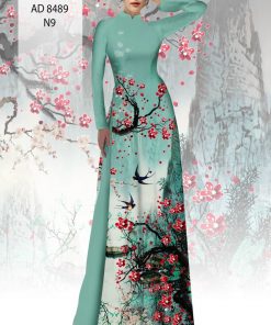 Vải áo dài hoa đào AD 8489