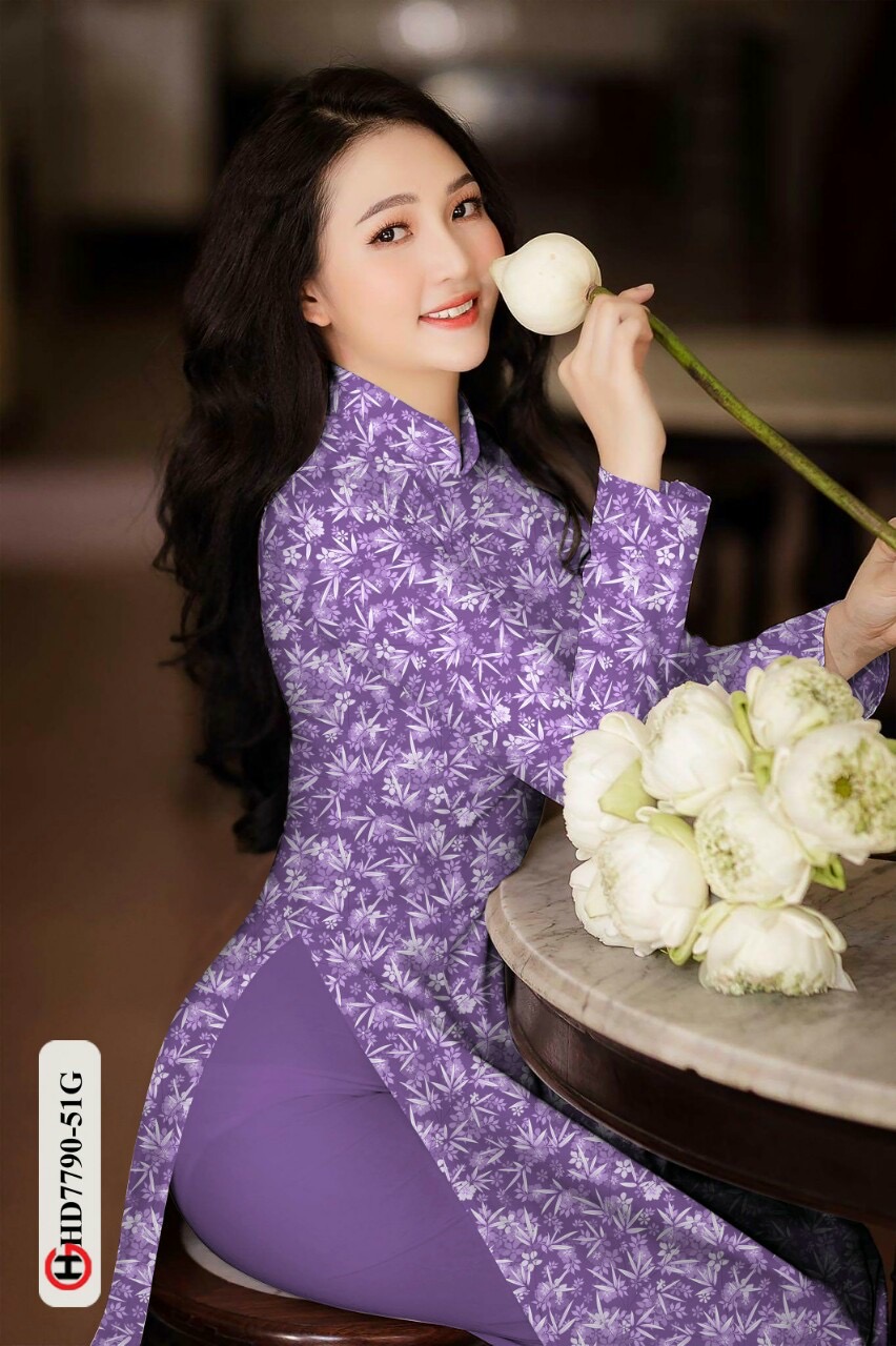 Vải áo dài hoa nguyên áo HD7790 - Ảnh 6