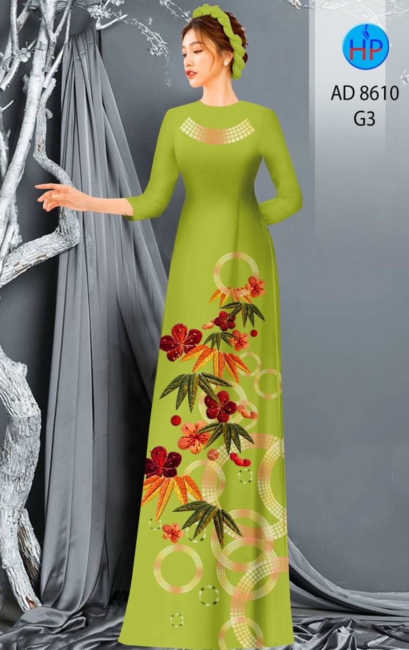 Vải áo dài hoa 3d AD 8610