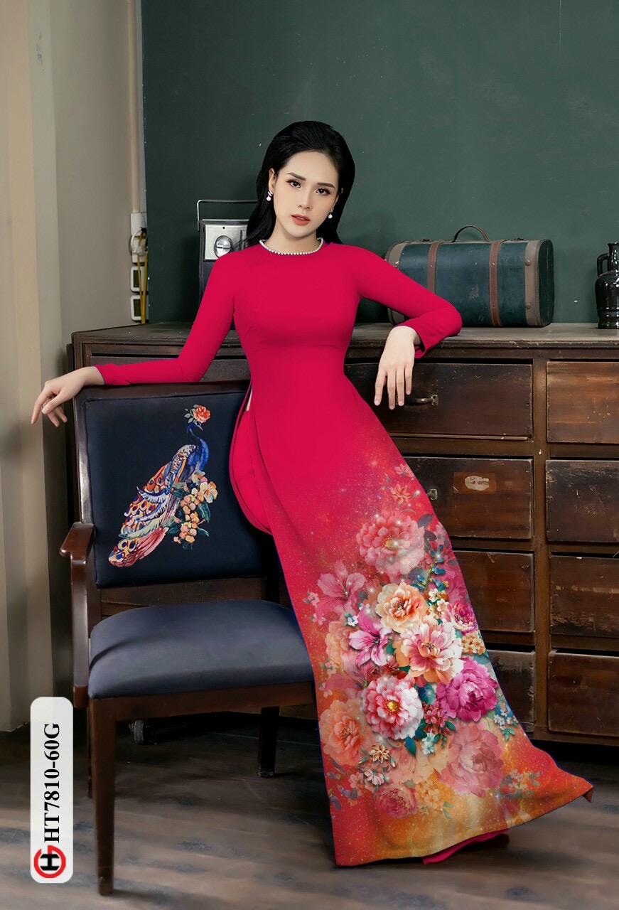 Vải áo dài hoa 3d HT7810 - Ảnh 5