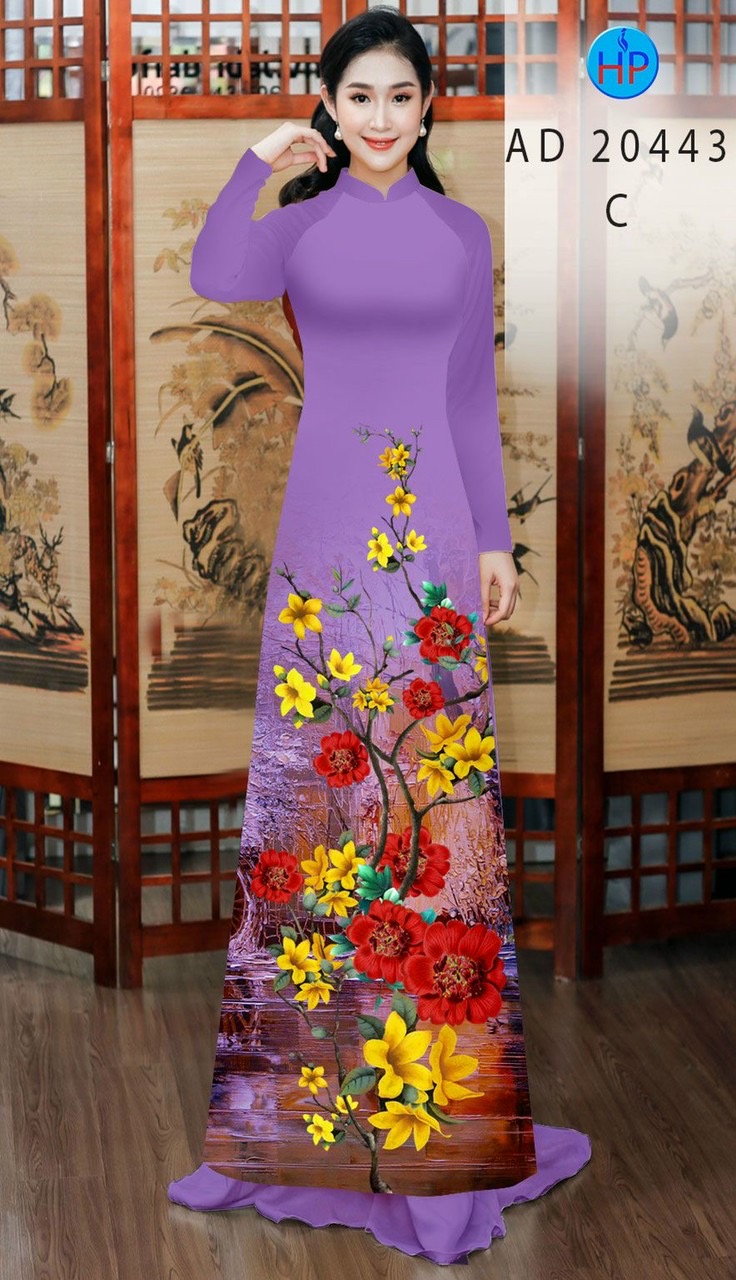 Vải áo dài hoa 3d AD 20443 - Ảnh 16