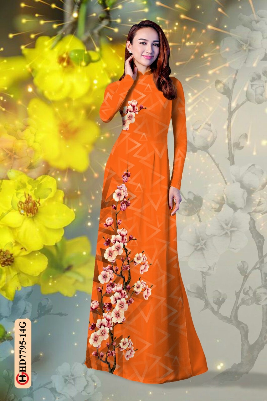 Vải áo dài hoa đào HD7795 - Ảnh 4
