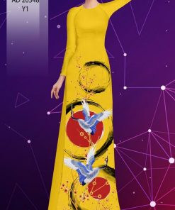 Vải áo dài hoa và chim AD 20348