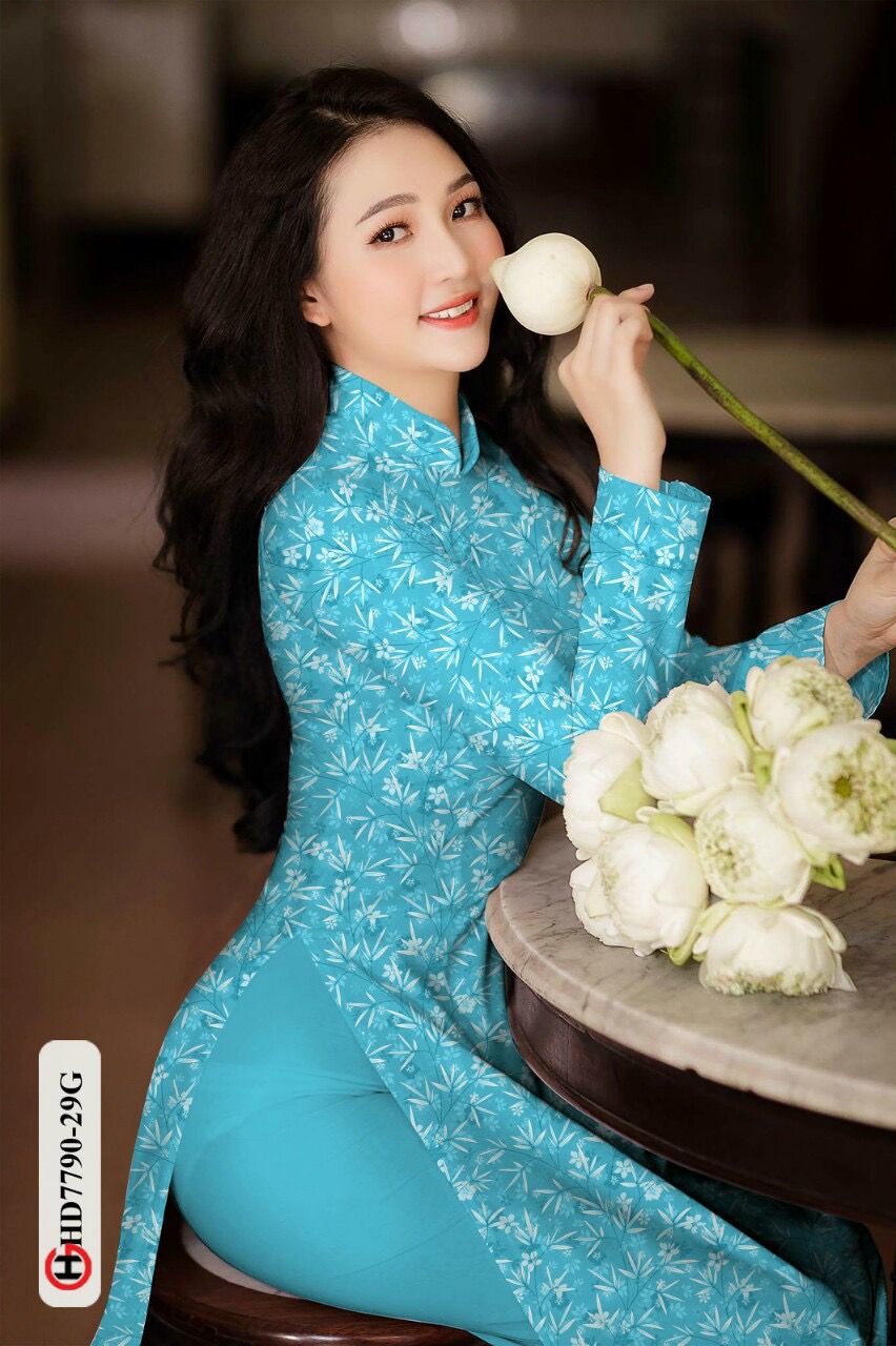 Vải áo dài hoa nguyên áo HD7790 - Ảnh 11