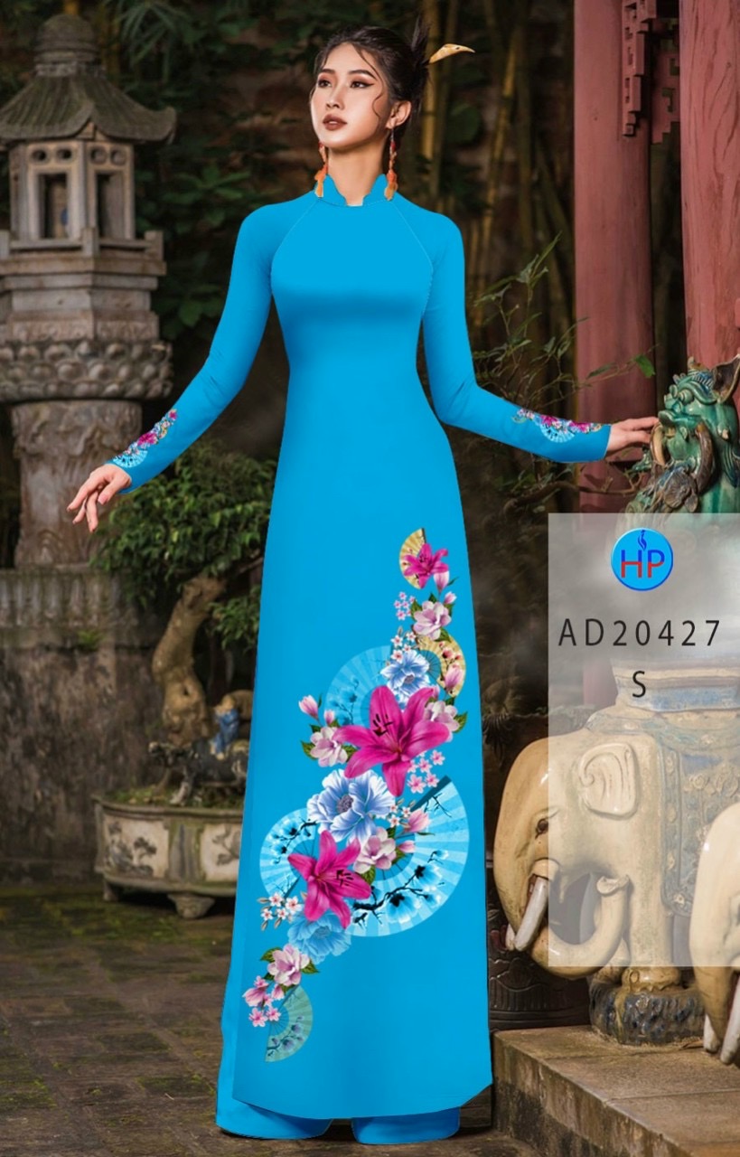 Vải áo dài hoa 3d AD 20427 - Ảnh 8