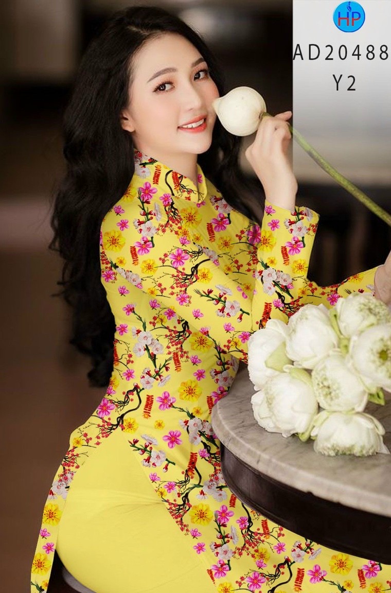 Vải áo dài hoa đào AD 20488 - Ảnh 3