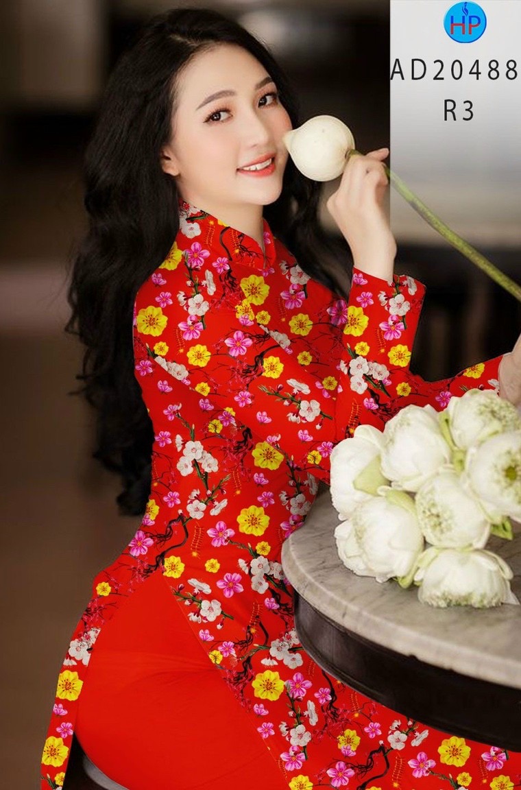 Vải áo dài hoa đào AD 20488 - Ảnh 2
