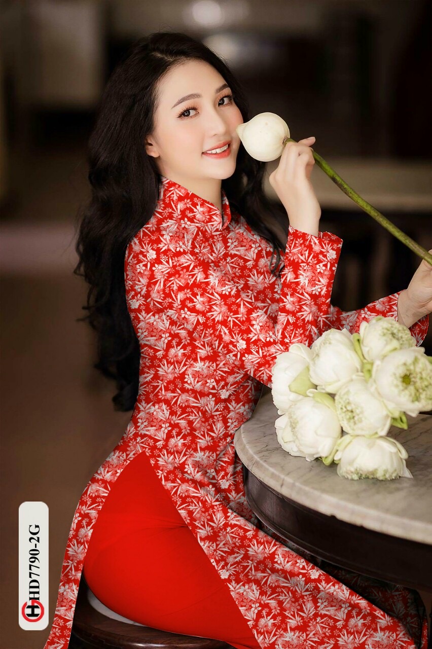Vải áo dài hoa nguyên áo HD7790