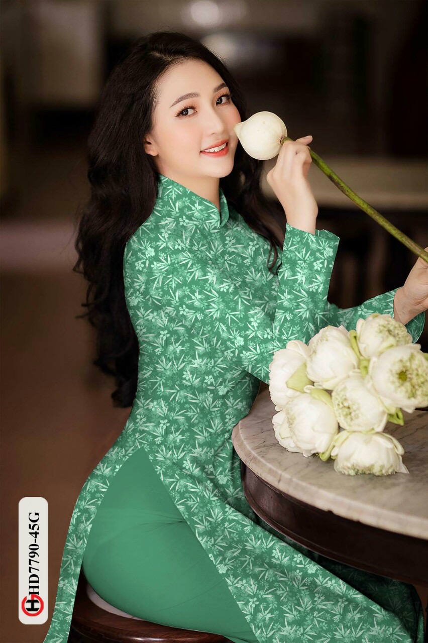 Vải áo dài hoa nguyên áo HD7790 - Ảnh 10