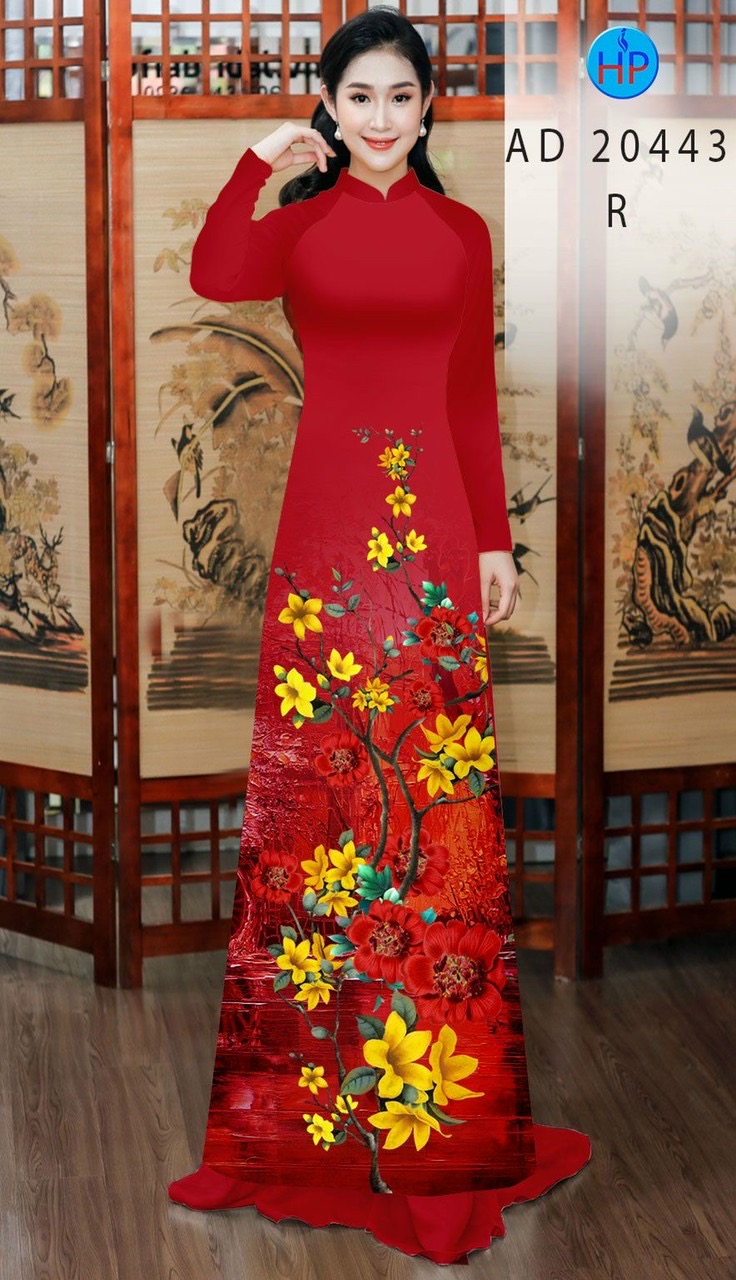 Vải áo dài hoa 3d AD 20443 - Ảnh 2