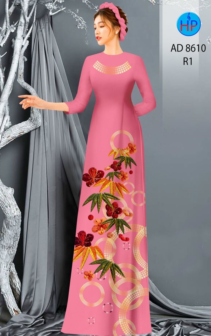 Vải áo dài hoa 3d AD 8610 - Ảnh 17