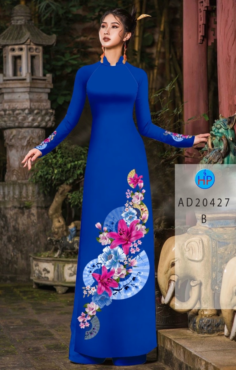 Vải áo dài hoa 3d AD 20427 - Ảnh 7
