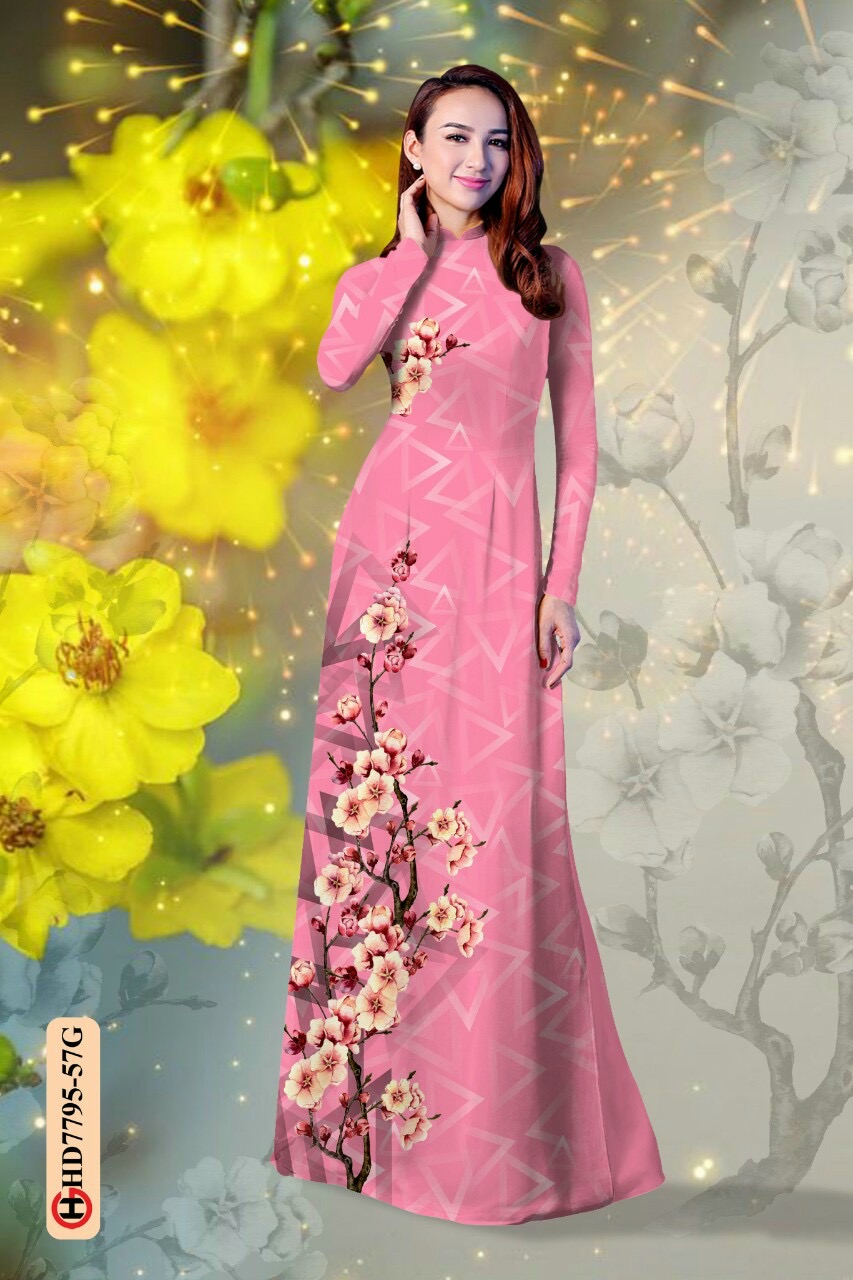 Vải áo dài hoa đào HD7795 - Ảnh 13