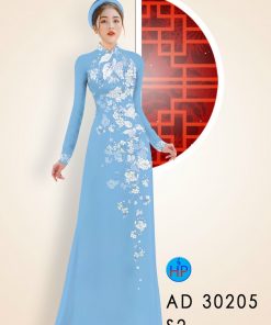 Alternative view of Vải áo dài hoa đào rơi AD 30205