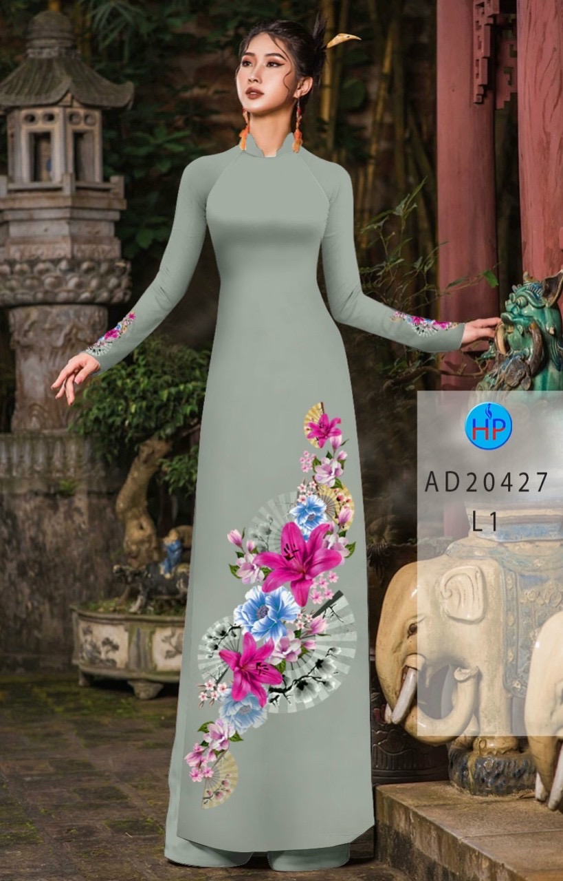 Vải áo dài hoa 3d AD 20427 - Ảnh 4