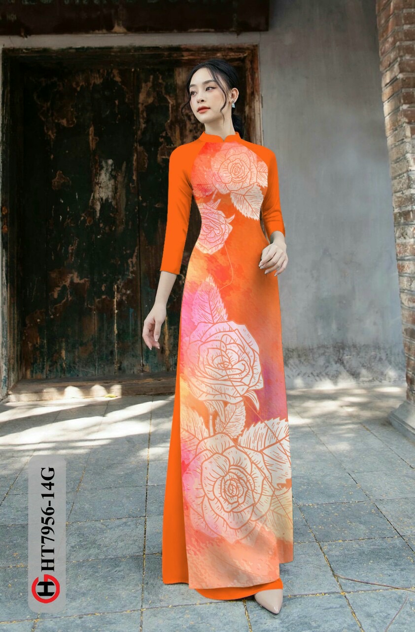 Vải áo dài hoa hồng HT7956 - Ảnh 12