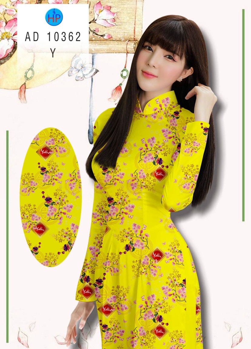 Vải áo dài hoa đào AD 10362 - Ảnh 2