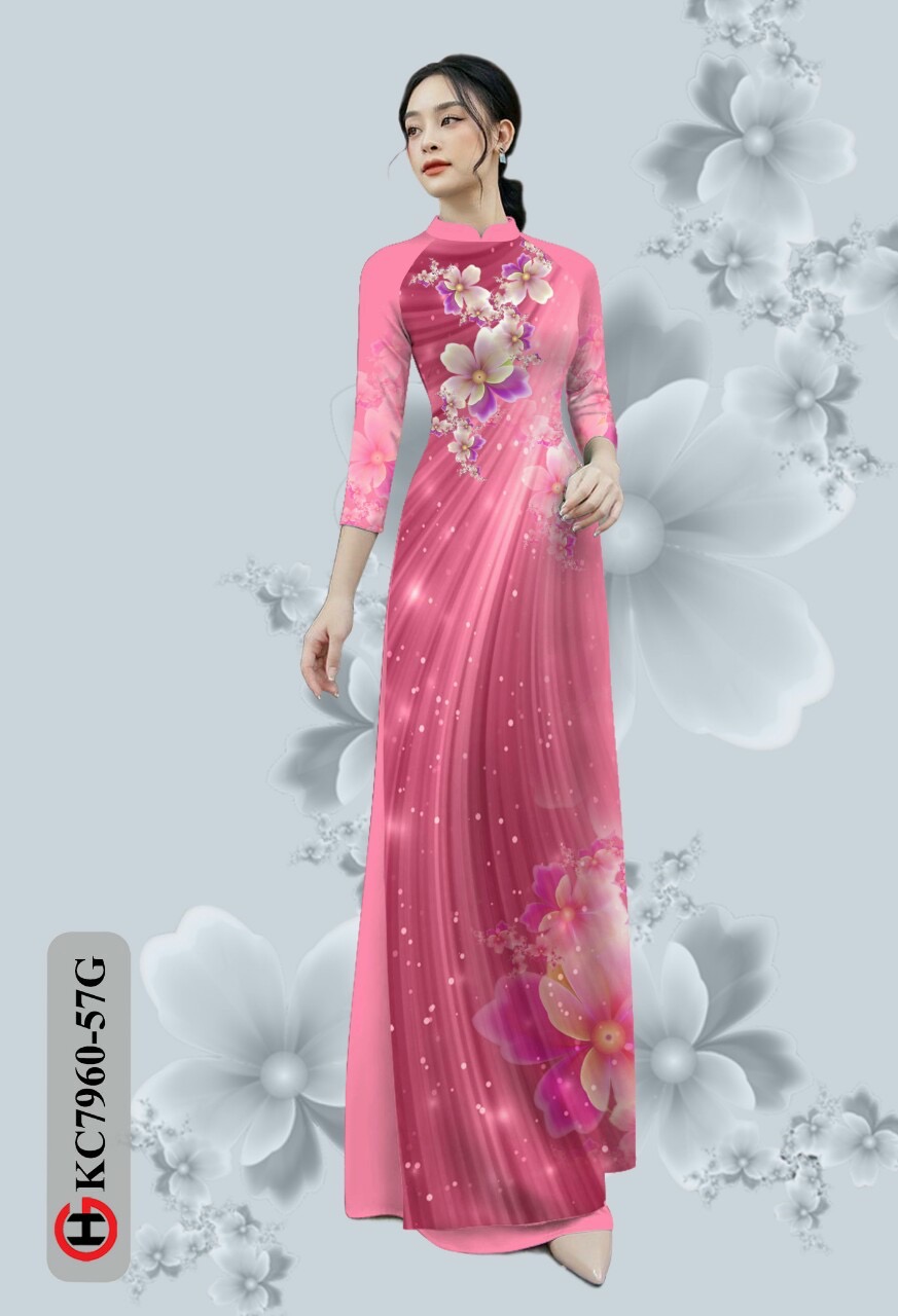 Vải áo dài hoa 3d Kc7960 - Ảnh 4