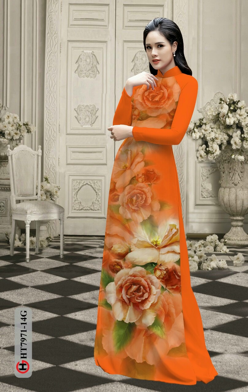 Vải áo dài hoa 3d Ht7971 - Ảnh 6
