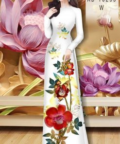 Vải áo dài hoa 3d AD 10295