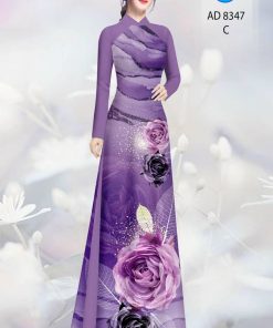 Vải áo dài hoa hồng AD 8347