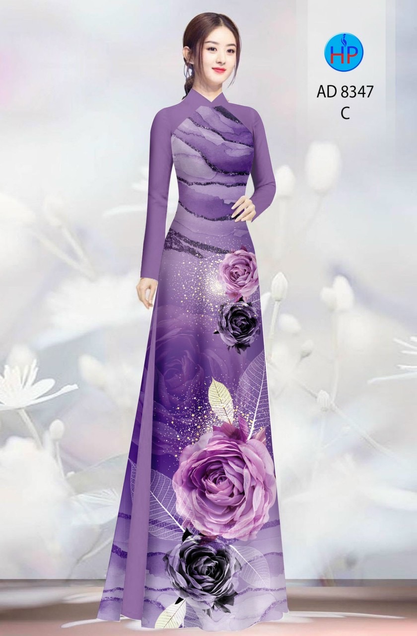 Vải áo dài hoa hồng AD 8347