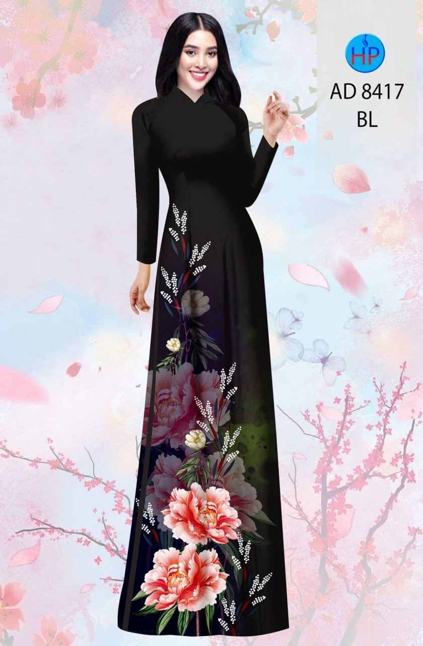 Vải áo dài hoa 3d AD 8417