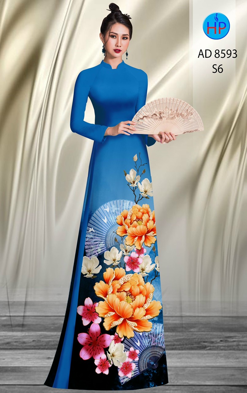 Vải áo dài hoa mẫu đơn AD 8593 - Ảnh 16