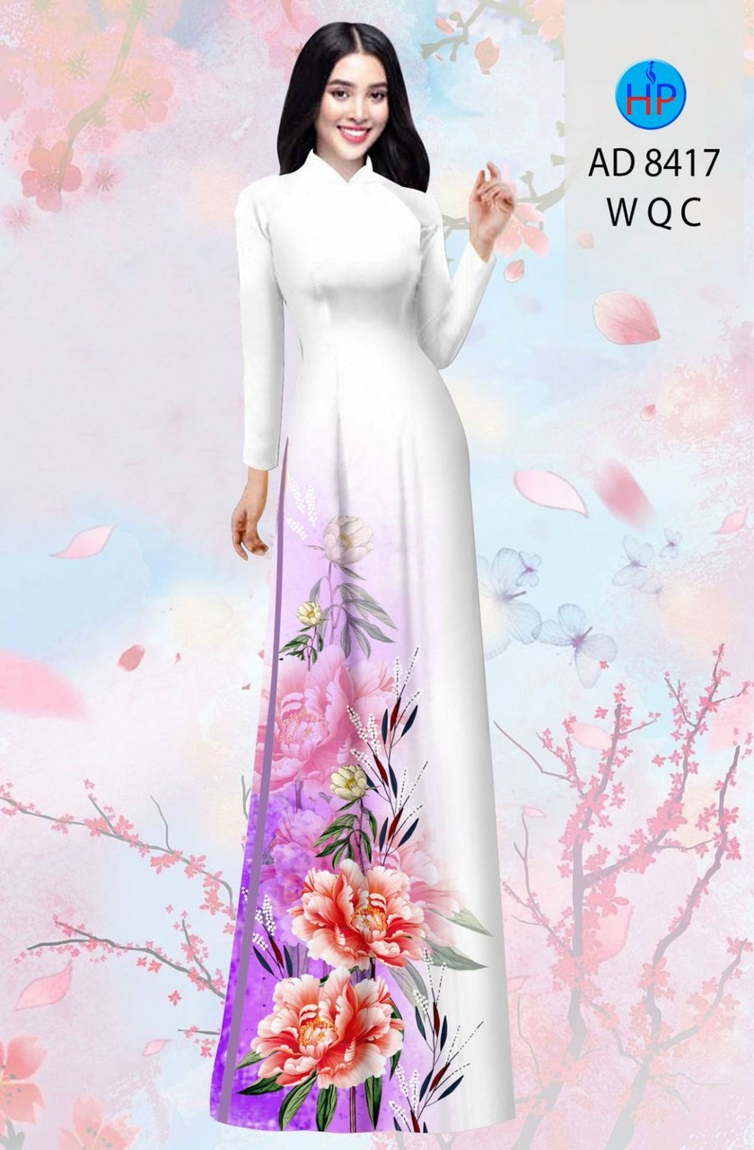 Vải áo dài hoa 3d AD 8417 - Ảnh 2