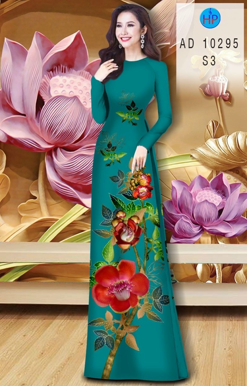 Vải áo dài hoa 3d AD 10295 - Ảnh 4