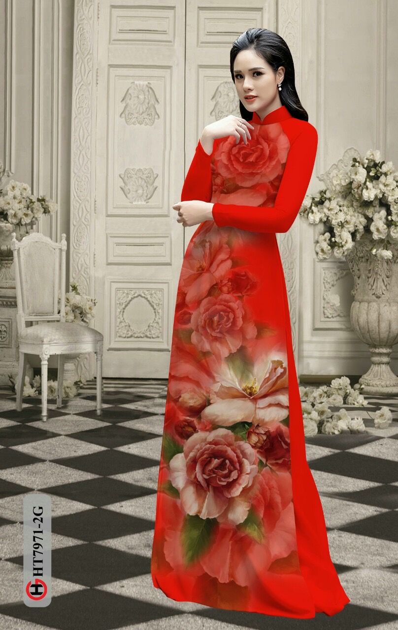 Vải áo dài hoa 3d Ht7971 - Ảnh 2