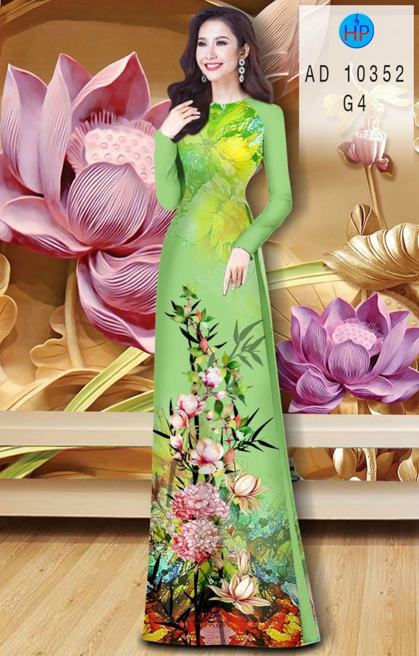 Vải áo dài hoa 3d AD 10352 - Ảnh 11