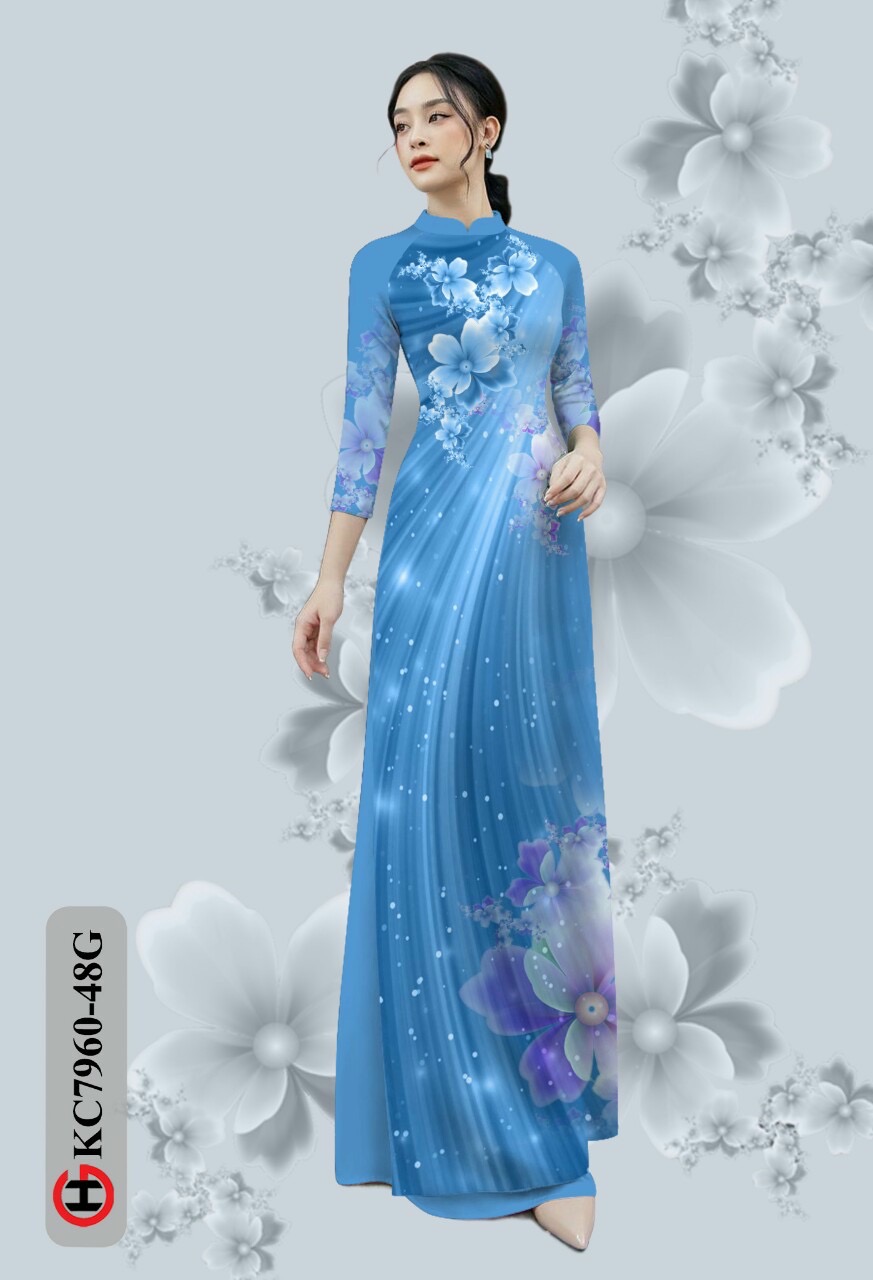 Vải áo dài hoa 3d Kc7960 - Ảnh 10