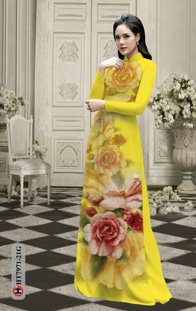 Vải áo dài hoa 3d Ht7971 - Ảnh 5