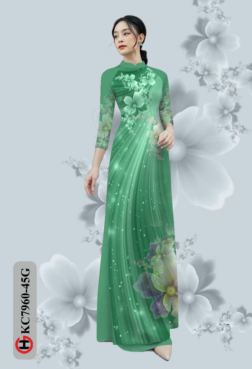 Vải áo dài hoa 3d Kc7960 - Ảnh 8