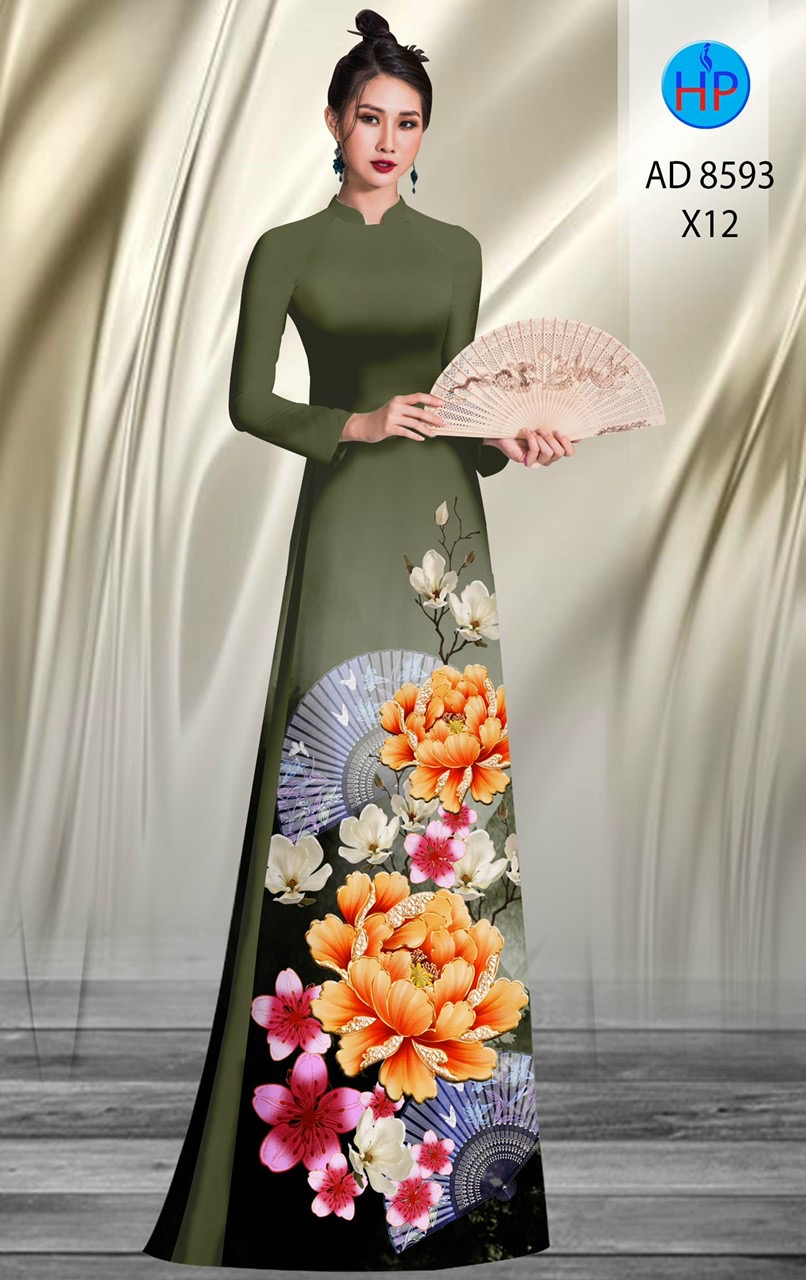 Vải áo dài hoa mẫu đơn AD 8593 - Ảnh 19