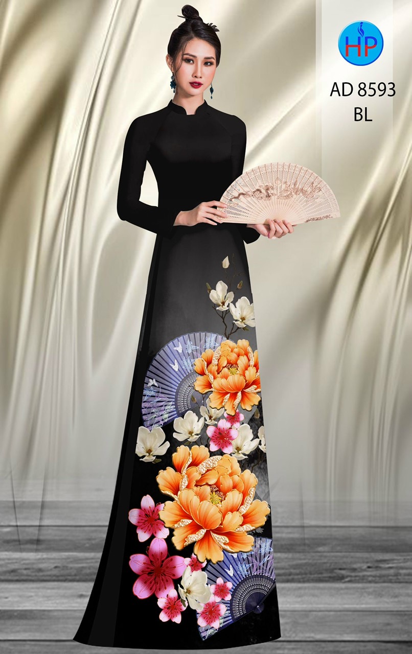 Vải áo dài hoa mẫu đơn AD 8593 - Ảnh 18