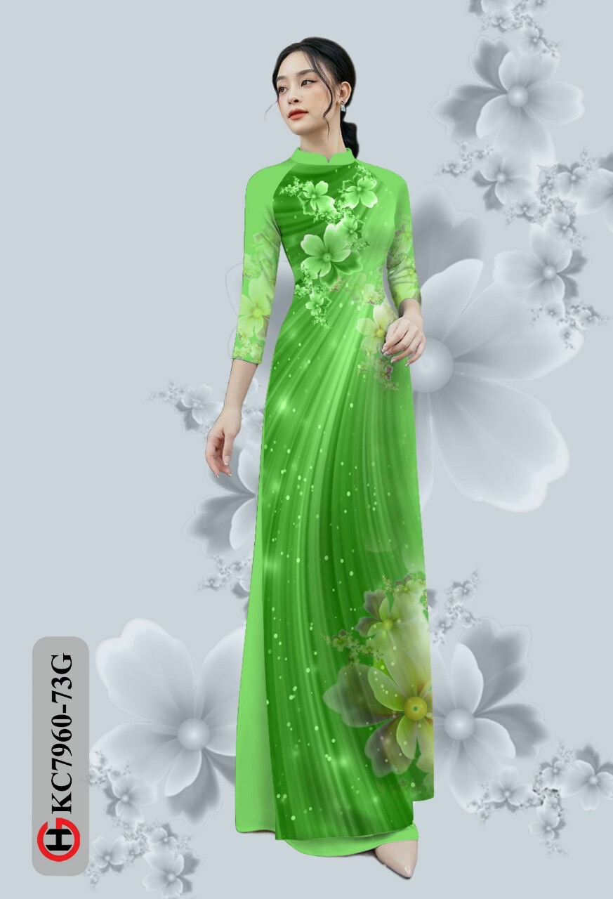 Vải áo dài hoa 3d Kc7960 - Ảnh 5