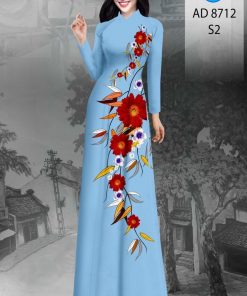 Vải áo dài hoa 3d AD 8712