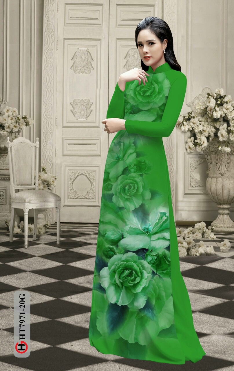 Vải áo dài hoa 3d Ht7971 - Ảnh 4